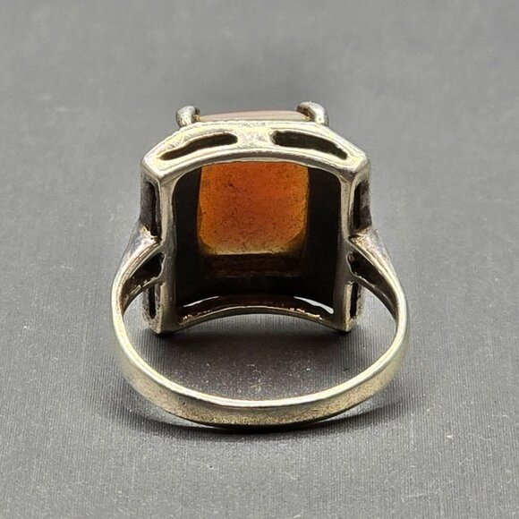 VTG Sterling Silver Pink Queen Conch Shell Marcasite Ring Sz 5 WS Art Deco Style - Picture 4 of 10